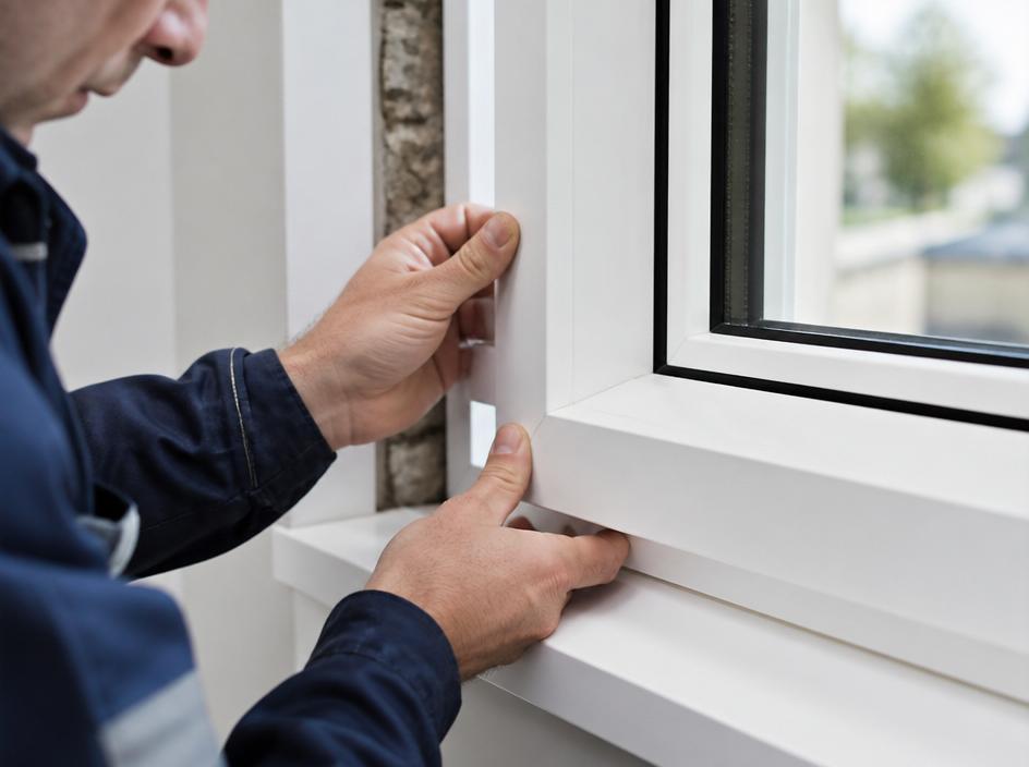 Professional installing a clean white modern window frame